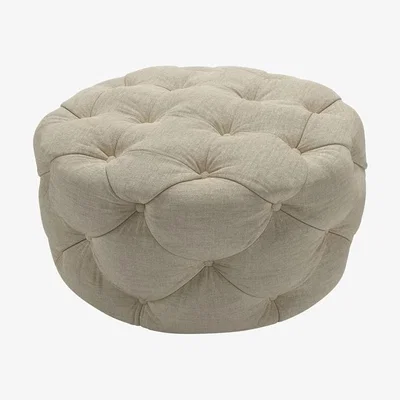 Sofa.com Georgette Round Footstool in Pampas Hygge Smart Linen