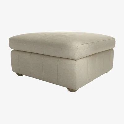 Sofa.com Tiffany Medium Square Footstool in Pampas Hygge Smart Linen