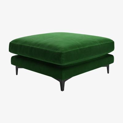 Sofa.com Boston Large Rectangular Footstool in Putting Green Aquaclean Clever Velvet