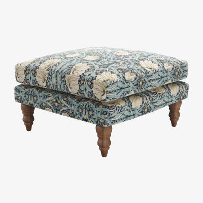 Sofa.com Isla Medium Square Footstool in Pimpernel Velvet Indigo by William Morris At Home