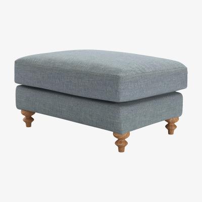 Sofa.com Teddy Large Rectangular Footstool in Cornflower Silky Jacquard Weave