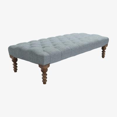 Sofa.com Valentin Large Rectangular Footstool in Cornflower Silky Jacquard Weave