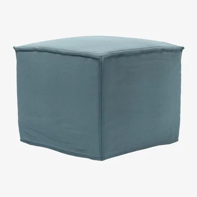 Sofa.com Anders Small Square Footstool in Tide Organic Smart Cotton