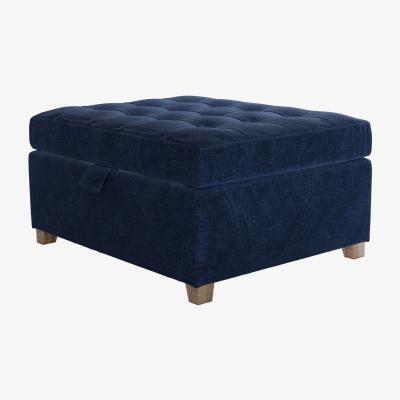 Sofa.com Club Small Rectangular Storage Footstool in Port Royal Aquaclean Clever Chenille