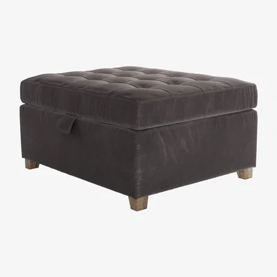 Sofa.com Club Small Rectangular Storage Footstool in Shale Aquaclean Clever Velvet