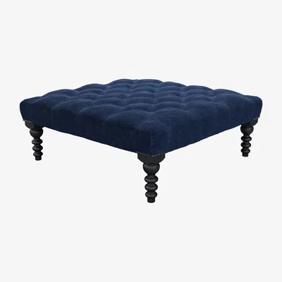 Sofa.com Valentin Large Square Footstool in Port Royal Aquaclean Clever Chenille