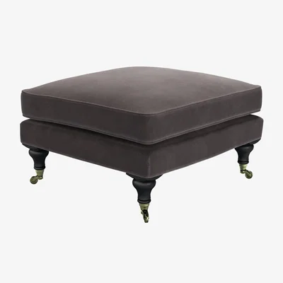Sofa.com Bluebell Medium Square Footstool in Shale Aquaclean Clever Velvet