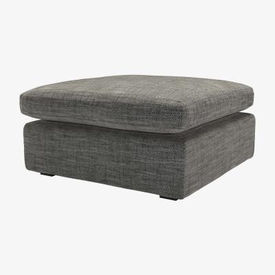 Sofa.com Long Island Slim Medium Rectangular Footstool in Liquorice Baylee Multi-Tone Viscose Linen