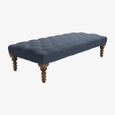 Sofa.com Valentin Large Rectangular Footstool in Skyfall Cotton Matt Velvet
