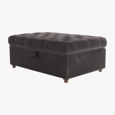 Sofa.com Valentin Medium Rectangular Storage Footstool in Shale Aquaclean Clever Velvet
