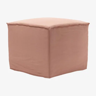 Sofa.com Anders Small Square Footstool in Sakura Pink Organic Smart Cotton
