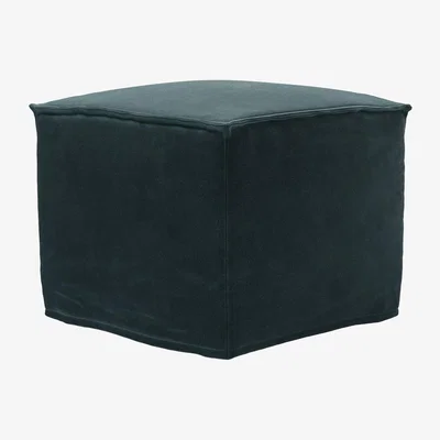 Sofa.com Anders Small Square Footstool in Deep Forest Aquaclean Clever Velvet