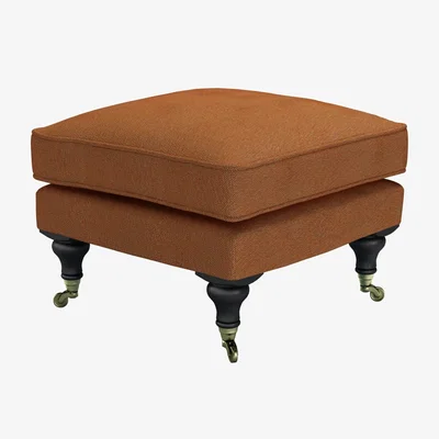Sofa.com Bluebell Small Square Footstool in Saffron Heathland Weave - sofa.com