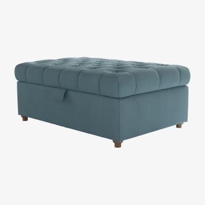 Sofa.com Valentin Medium Rectangular Storage Footstool in Tide Organic Smart Cotton
