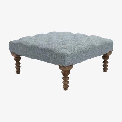 Sofa.com Valentin Medium Square Footstool in Cornflower Silky Jacquard Weave