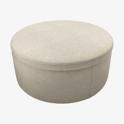 Sofa.com Luna Large Round  Storage Footstool in Pampas Hygge Smart Linen