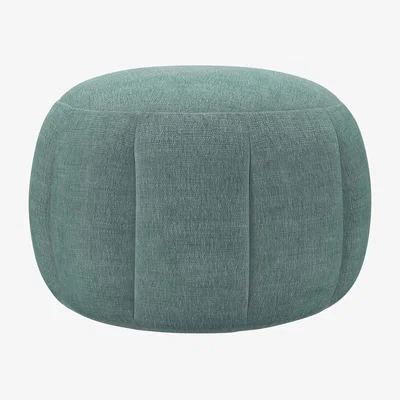 Sofa.com Harper Round Footstool in Sea Spray Aquaclean Clever Chenille