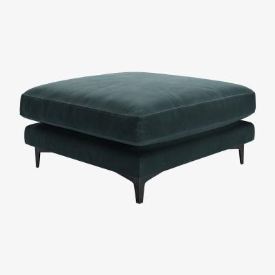Sofa.com Boston Large Rectangular Footstool in Deep Forest Aquaclean Clever Velvet