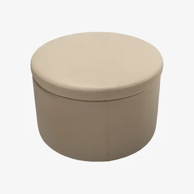 Sofa.com Luna Small Round Storage Footstool in Coconut Soft Leather - sofa.com