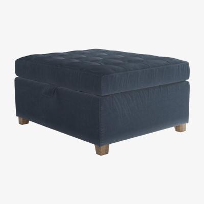 Sofa.com Club Small Rectangular Storage Footstool in Skyfall Cotton Matt Velvet