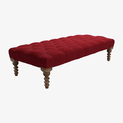 Sofa.com Perfectly Pristine Valentin Large Rectangular Footstool in Claret Cotton Matt Velvet - sofa.com