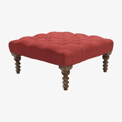 Sofa.com Valentin Medium Square Footstool in Indian Summer Easy Cotton
