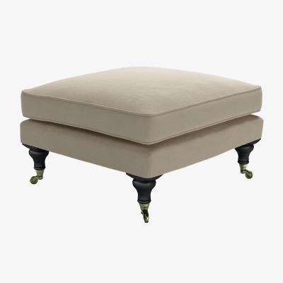 Sofa.com Bluebell Medium Square Footstool in Pennine Stone Organic Smart Cotton