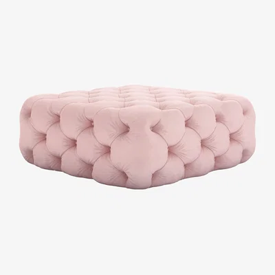 Sofa.com Perfectly Pristine Georgette Medium Square Footstool in Rhubarb Smart Cotton - sofa.com
