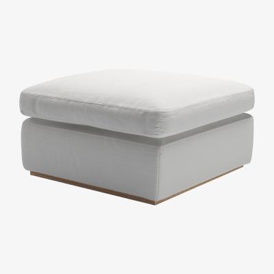 Sofa.com Ren Footstool in Alabaster Brushed Linen Cotton