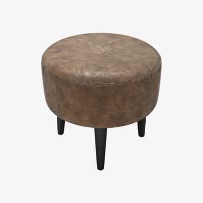 Sofa.com Jack Round Footstool in Chocolate Faux Leather