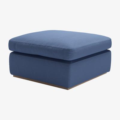 Sofa.com Ren Footstool in Oxford Blue Brushed Linen Cotton