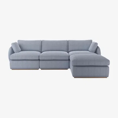 Sofa.com Ren Complete Set with Footstool in Uniform House Herringbone Weave