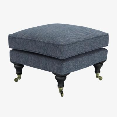 Sofa.com Bluebell Small Square Footstool in Azure Florence Textured Weave