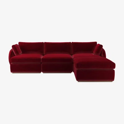 Sofa.com Ren Complete Set with Footstool in Malbec Cotton Matt Velvet