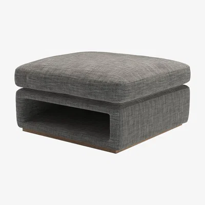 Sofa.com Ren Modular Storage Footstool in Liquorice Baylee Multi-Tone Viscose Linen