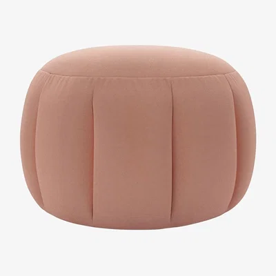 Sofa.com Harper Round Footstool in Sakura Pink Organic Smart Cotton