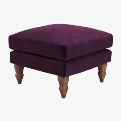 Sofa.com Perfectly Pristine Isla Small Square Footstool in Plum Smart Velvet - sofa.com