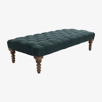 Sofa.com Valentin Large Rectangular Footstool in Deep Forest Aquaclean Clever Velvet