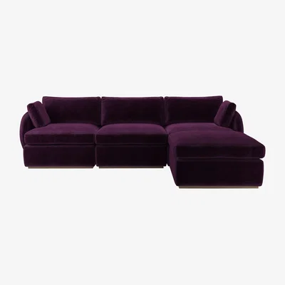 Sofa.com Ren Complete Set with Footstool in Plum Smart Velvet