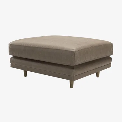 Sofa.com Marco Large Rectangular Footstool in Pewter Grain Leather