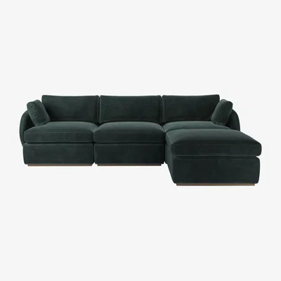 Sofa.com Ren Complete Set with Footstool in Smokey Green Cashmere Velvet
