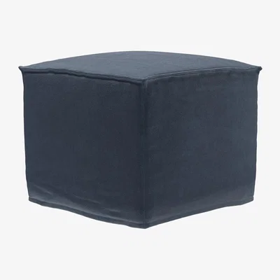 Sofa.com Anders Small Square Footstool in Skyfall Cotton Matt Velvet