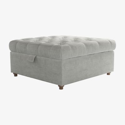 Sofa.com Valentin Medium Square Storage Footstool in Fog Aquaclean Clever Chenille