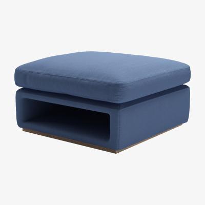 Sofa.com Ren Modular Storage Footstool in Oxford Blue Brushed Linen Cotton
