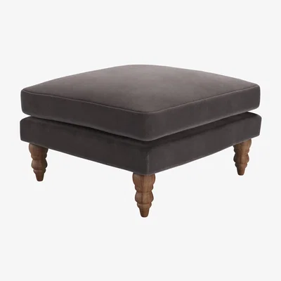Sofa.com Isla Medium Square Footstool in Shale Aquaclean Clever Velvet