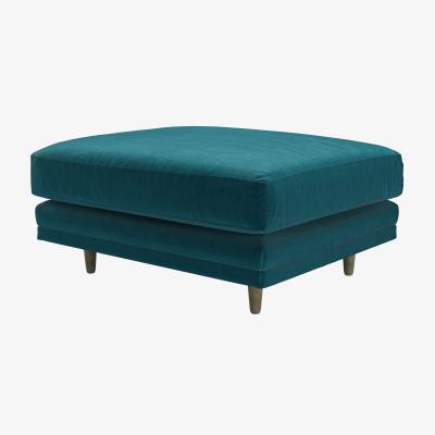Sofa.com Marco Large Rectangular Footstool in Deep Turquoise Cotton Matt Velvet