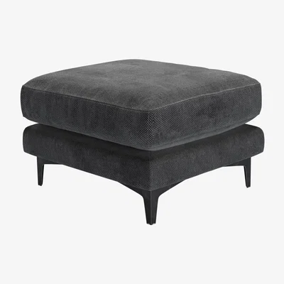 Sofa.com Boston Medium Rectangular Footstool in Raven Speckled Chenille