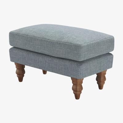 Sofa.com Perfectly Pristine Isla Small Rectangular Footstool in Cornflower Silky Jacquard Weave - sofa.com