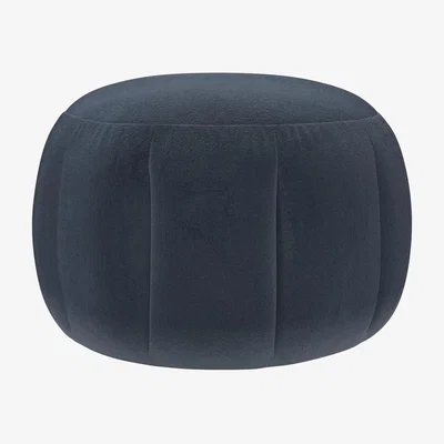 Sofa.com Harper Round Footstool in Skyfall Cotton Matt Velvet