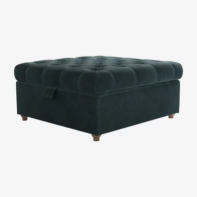 Sofa.com Valentin Medium Square Storage Footstool in Deep Forest Aquaclean Clever Velvet